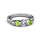3 - Raea 1.19 ctw Natural Diamond (5.00 mm) With Peridot Three Stone Ring  
