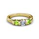 3 - Raea 1.19 ctw Natural Diamond (5.00 mm) With Peridot Three Stone Ring  