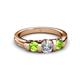 3 - Raea 1.19 ctw Natural Diamond (5.00 mm) With Peridot Three Stone Ring  