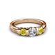 3 - Raea 1.13 ctw Natural Diamond (5.00 mm) With Yellow Sapphire Three Stone Ring  