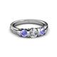 3 - Raea 1.07 ctw Natural Diamond (5.00 mm) With Tanzanite Three Stone Ring  