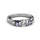 3 - Raea 1.13 ctw Natural Diamond (5.00 mm) With Iolite Three Stone Ring  