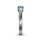 5 - Raea 1.04 ctw Natural Diamond (5.00 mm) With Blue Topaz Three Stone Ring  