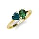 4 - Sasha Heart Shape London Blue Topaz & Pear Shape Lab Created Emerald 2 Stone Duo Ring 