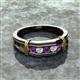 3 - Kevin 3.00 mm Round Diamond and Amethyst 5 Stone Men Wedding Ring 