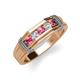 4 - Kevin 0.44 ctw Pink Tourmaline and Natural Diamond Men Wedding Band (7.80 mm) 