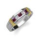 4 - Kevin 0.55 ctw Rhodolite Garnet and Natural Diamond Men Wedding Band (7.80 mm) 