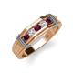 4 - Kevin 0.55 ctw Rhodolite Garnet and Natural Diamond Men Wedding Band (7.80 mm) 