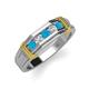 4 - Kevin 0.41 ctw Turquoise and Natural Diamond Men Wedding Band (7.80 mm) 