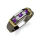 4 - Kevin 0.44 ctw Amethyst and Natural Diamond Men Wedding Band (7.80 mm) 