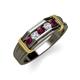 4 - Kevin 0.55 ctw Rhodolite Garnet and Natural Diamond Men Wedding Band (7.80 mm) 