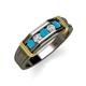 4 - Kevin 0.41 ctw Turquoise and Natural Diamond Men Wedding Band (7.80 mm) 