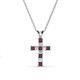 1 - Ethel Rhodolite Garnet and Lab Grown Diamond Cross Pendant 