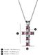 2 - Ethel Rhodolite Garnet and Lab Grown Diamond Cross Pendant 