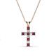 1 - Ethel Rhodolite Garnet and Lab Grown Diamond Cross Pendant 