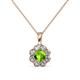 1 - Urania 0.90 ctw Peridot (5.00 mm) and Lab Grown Diamond Floral Halo Pendant 