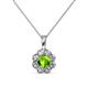 1 - Urania 0.90 ctw Peridot (5.00 mm) and Lab Grown Diamond Floral Halo Pendant 
