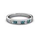 5 - Kathiryn 3.00 mm London Blue Topaz and Lab Grown Diamond 7 Stone Wedding Band 