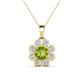 1 - Urania 1.40 ctw Peridot (6.00 mm) and Accented Lab Grown Diamond Halo Floral Pendant 