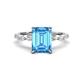 1 - Laila 3.48 ctw Blue Topaz Emerald Shape (9x7 mm) Hidden Halo Engagement Ring 