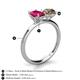 5 - Tanya Oval Shape Ruby & Cushion Shape Smoky Quartz 2 Stone Duo Ring 