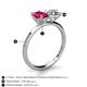 5 - Tanya Oval Shape Ruby & Cushion Shape Forever Brilliant Moissanite 2 Stone Duo Ring 