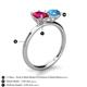 5 - Tanya Oval Shape Ruby & Cushion Shape Blue Topaz 2 Stone Duo Ring 