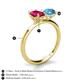 5 - Tanya Oval Shape Ruby & Cushion Shape Blue Topaz 2 Stone Duo Ring 