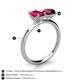 5 - Tanya Oval Shape Ruby & Cushion Shape Rhodolite Garnet 2 Stone Duo Ring 