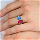6 - Tanya Oval Shape Ruby & Cushion Shape Blue Topaz 2 Stone Duo Ring 