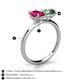 5 - Tanya Oval Shape Ruby & Cushion Shape Lab Created Alexandrite 2 Stone Duo Ring 