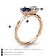 5 - Tanya Oval Shape Blue Sapphire & Cushion Shape Forever One Moissanite 2 Stone Duo Ring 