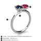 5 - Tanya Oval Shape Blue Sapphire & Cushion Shape Ruby 2 Stone Duo Ring 
