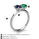 5 - Tanya Oval Shape Blue Sapphire & Cushion Shape Emerald 2 Stone Duo Ring 