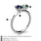 5 - Tanya Oval Shape Blue Sapphire & Cushion Shape Lab Created Alexandrite 2 Stone Duo Ring 