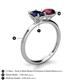 5 - Tanya Oval Shape Blue Sapphire & Cushion Shape Rhodolite Garnet 2 Stone Duo Ring 