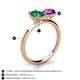 5 - Tanya Oval Shape Emerald & Cushion Shape Amethyst 2 Stone Duo Ring 