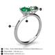 5 - Tanya Oval Shape Emerald & Cushion Shape Lab Created Alexandrite 2 Stone Duo Ring 