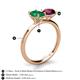 5 - Tanya Oval Shape Emerald & Cushion Shape Rhodolite Garnet 2 Stone Duo Ring 
