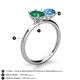 5 - Tanya Oval Shape Emerald & Cushion Shape Blue Topaz 2 Stone Duo Ring 
