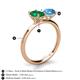 5 - Tanya Oval Shape Emerald & Cushion Shape Blue Topaz 2 Stone Duo Ring 