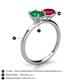 5 - Tanya Oval Shape Emerald & Cushion Shape Ruby 2 Stone Duo Ring 