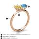 5 - Tanya Oval Shape Yellow Sapphire & Cushion Shape Blue Topaz 2 Stone Duo Ring 