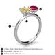 5 - Tanya Oval Shape Yellow Sapphire & Cushion Shape Ruby 2 Stone Duo Ring 