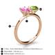 5 - Tanya Oval Shape Pink Sapphire & Cushion Shape Peridot 2 Stone Duo Ring 