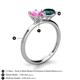 5 - Tanya Oval Shape Pink Sapphire & Cushion Shape London Blue Topaz 2 Stone Duo Ring 