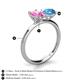 5 - Tanya Oval Shape Pink Sapphire & Cushion Shape Blue Topaz 2 Stone Duo Ring 