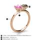 5 - Tanya Oval Shape Pink Sapphire & Cushion Shape Smoky Quartz 2 Stone Duo Ring 