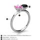 5 - Tanya Oval Shape Pink Sapphire & Cushion Shape Black Onyx 2 Stone Duo Ring 