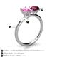 5 - Tanya Oval Shape Pink Sapphire & Cushion Shape Rhodolite Garnet 2 Stone Duo Ring 